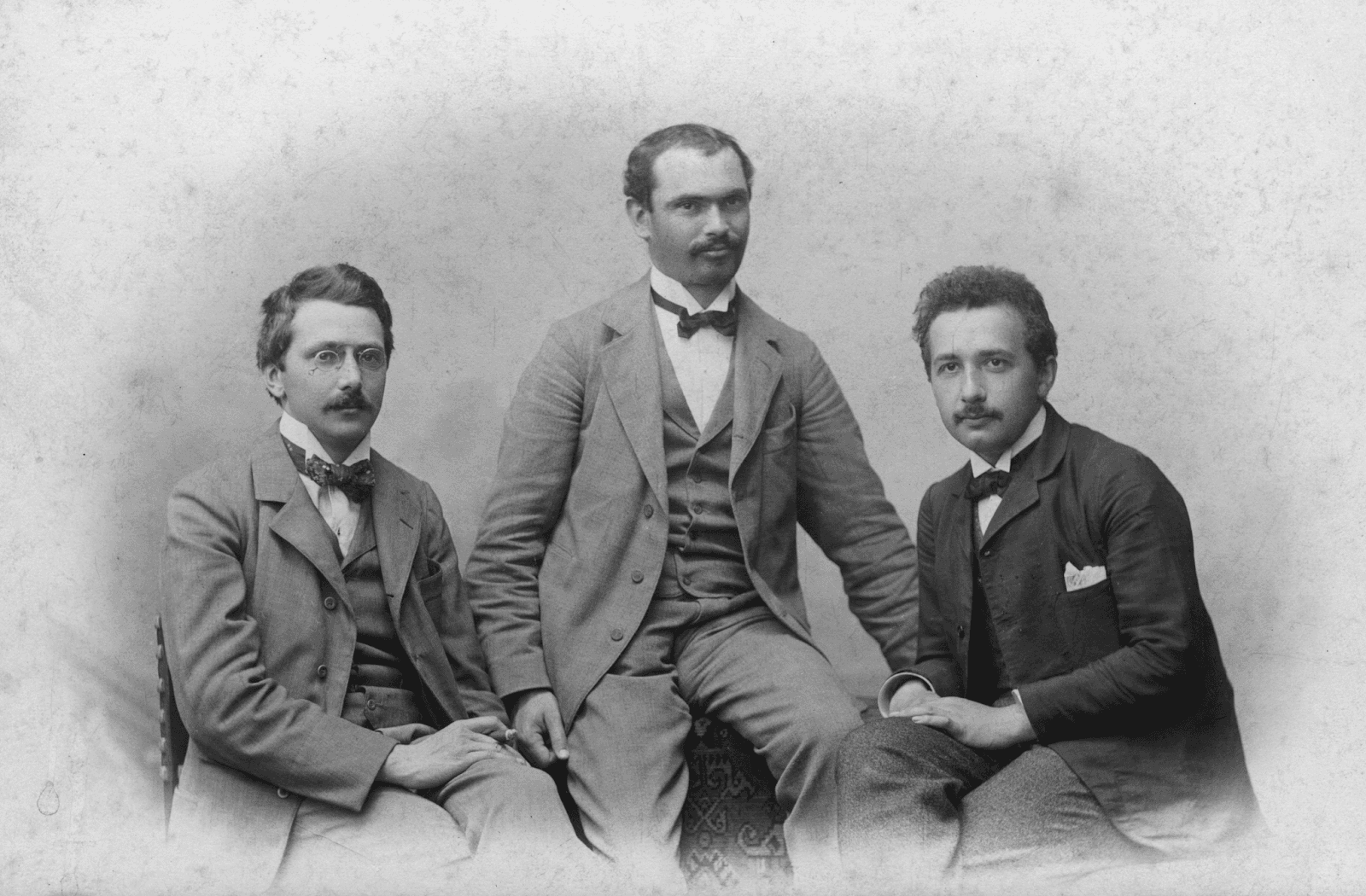 Albert Einstein with Conrad Habicht and Maurice Solovine, organizers of the philosophical discussion group, the Olympia Academy.